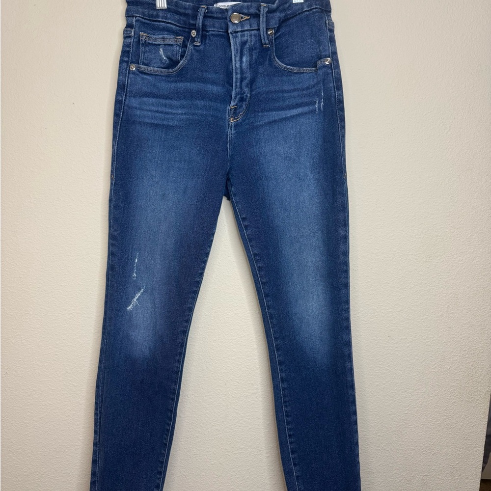 Good American Good Legs Crop Skinny Jeans Frayed Hem Size 8/29